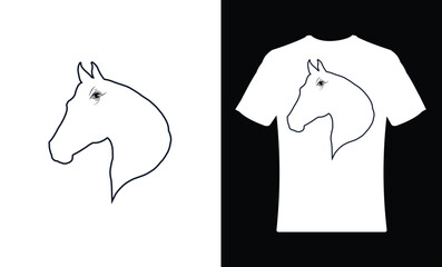 simpel Head of horse with  t-shirt design.