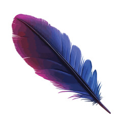 Vibrant Purple and Blue Feather 3D Render Icon Isolated Cutout