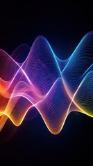 Fototapeta premium Abstract neonlit wave patterns representing quantum communication signals