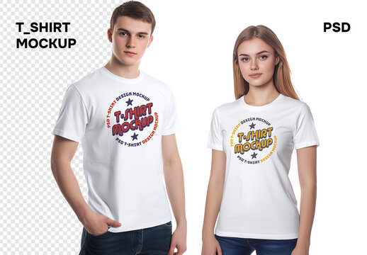 T-shirt mockup set of a man and a woman