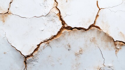 Obraz premium A dry, cracked landscape with no water in sight, illustrating the ongoing drought crisis, against a white background.