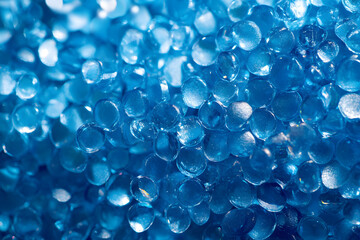 Blue plastic resin pellets, Masterbatch polymer granules, raw polypopylene industry background
