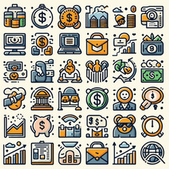 Mega set of icons in trendy line style Business ecommerce finance accounting Big set Icons collection. line vector
