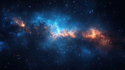 Fototapeta premium Cosmic Nebula: A Celestial Tapestry of Blue and Orange Hues