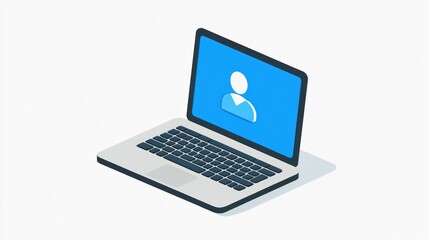 Laptop with user profile on screen