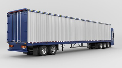 Truck hauling cargo on a trailer. Transportation concept against a neutral gray background