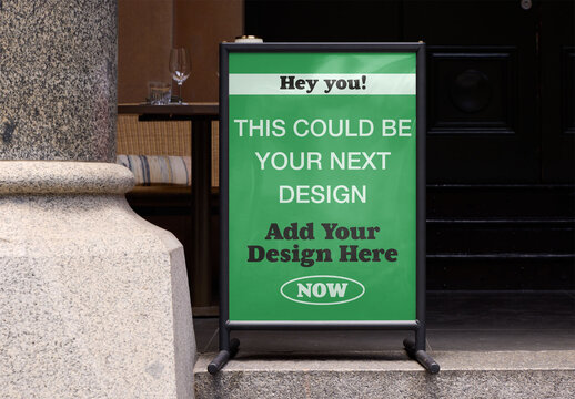 A-frame Sign Outside a Cafe in Sydney Showcasing Urban Environment and Architecture