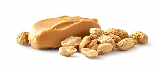 Peanut Butter Close-Up on White Background