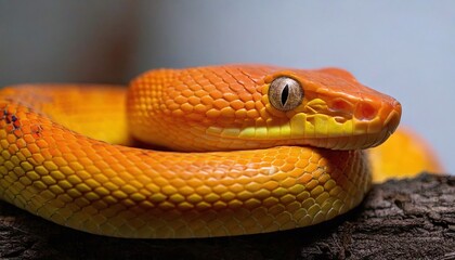 Fototapeta premium Golden Hour Serpent: Sunlight on a Coiled Python