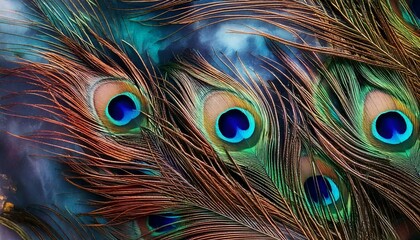 Naklejka premium Peacock Feather Marble marble background mimicking peacock feathers