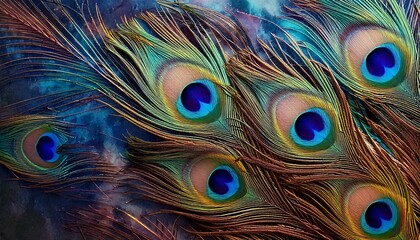 Obraz premium Peacock Feather Marble marble background mimicking peacock feathers