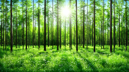 Obraz premium Lush Green Forest Background Image