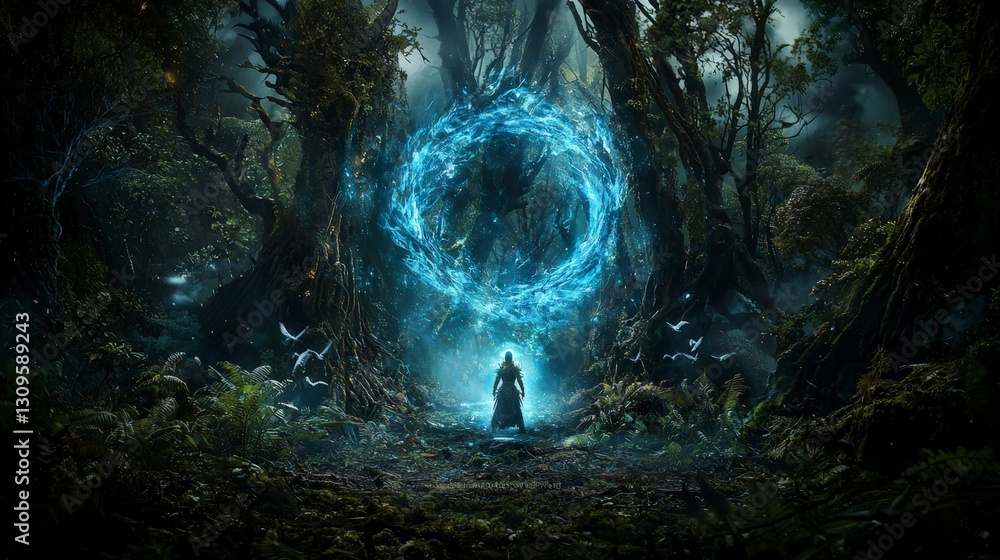 Aufkleber mystical portal formation enchanted forest fantasy scene tranquil nature eye level celestial adventu