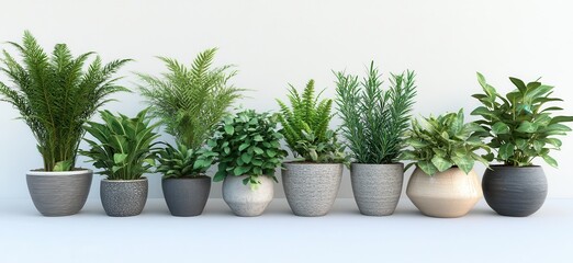 Fototapeta premium Lush Indoor Plants in Various Decorative Pots for Home Decor and Interior Design Inspiration, Greenery Arrangement for Bright Spaces