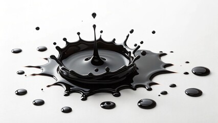 black ink blot on white background