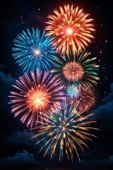 Fototapeta premium fireworks in the sky with a dark background