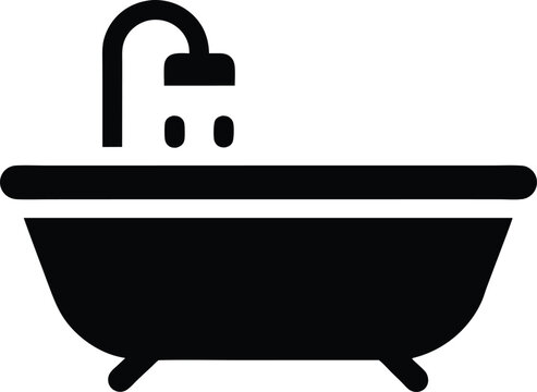 recommend clip art: Bathtub black silhouette vector illustration, Bathtub icon vector design