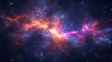 Cosmic Nebula Encounter - Vibrant nebula in deep space, swirling colors of pink, orange, and blue, stars scattered across the dark backdrop