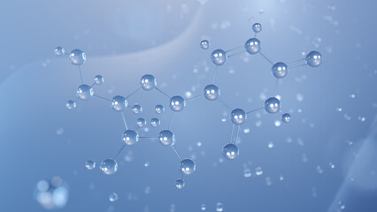 uridine molecular structure, 3d model molecule, antidepressants structural chemical formula view from a microscope