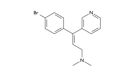 zimelidine molecule, structural chemical formula, ball-and-stick model, isolated image antidepressant