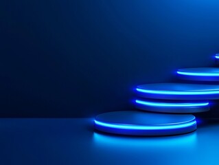 Neon Blue Circular Platforms Product Display