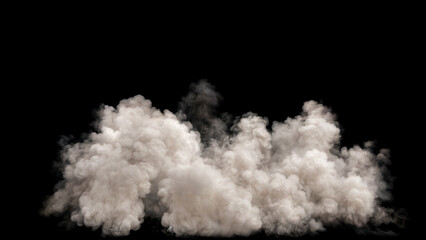 Dense cloud of billowing smoke or steam on a black background
