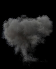 Large billowing cloud of Dense gray smoke suggesting a possible explosion or strong release of vapor on a Black Background