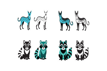 set of funny animals