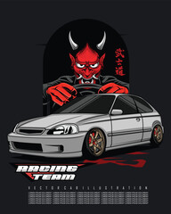 VINTAGE CAR ILLUSTRATION WITH A GRAY NACKGROUND READY FORMAT EPS 10