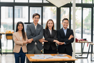 Handshake of successful business team of business partners Photograph of two colleagues holding hands Successful agreement after excellent meeting