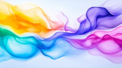 Obraz premium Colorful Abstract Wave Design - Abstract of flowing colorful waves, vibrant hues of blue, green, yellow, purple and pink. Perfect for backgrounds or design elements