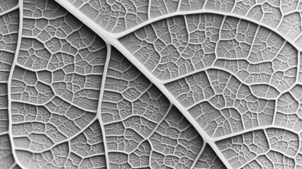 Obraz premium Close-up view of intricate leaf textures, showcasing detailed veins and patterns in black and white.