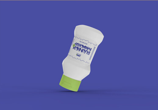 3d Floating Sauce Bottle Mockup