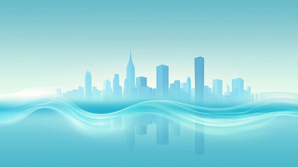 Fototapeta premium Blue city skyline and flowing lines