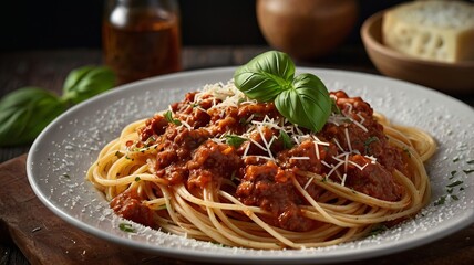 Spaghetti with Rich Meat Sauce, Basil, and Parmesan #3