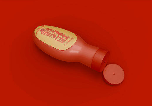 3d Opened Plastic Sauce Bottle Mockup