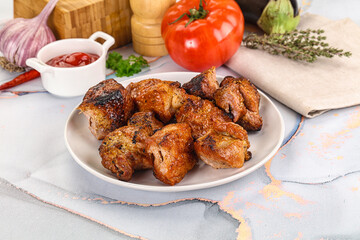 Grilled pork neck meat shashlik