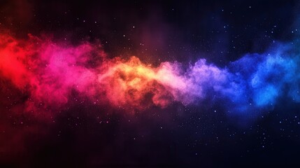 Naklejka premium Vibrant colors and light beams emerge from darkness in an abstract cosmic landscape Generative AI