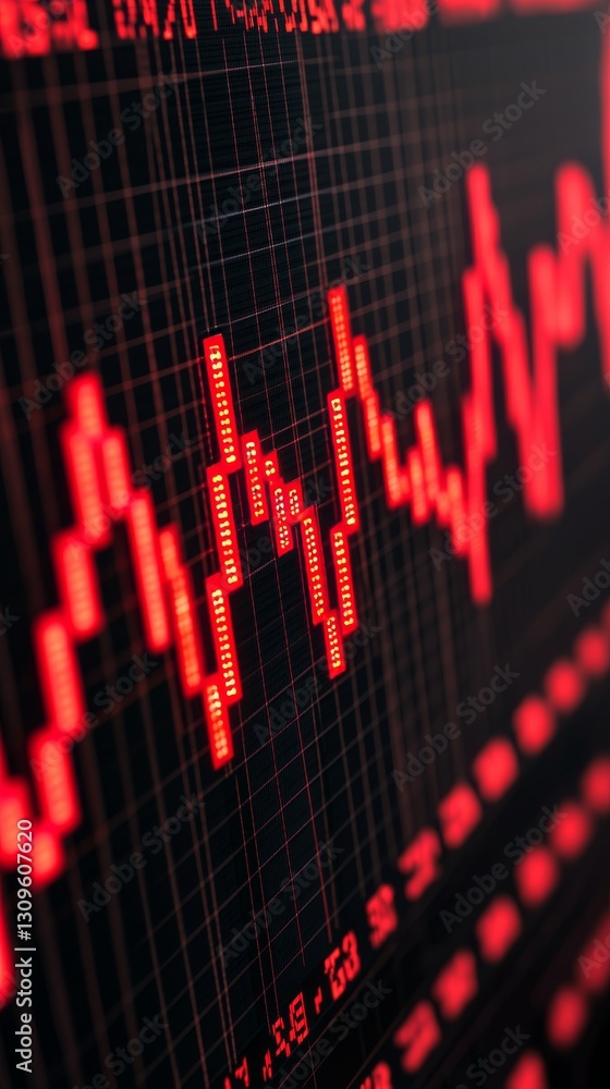 Poster market decline visualization red stock market chart displaying trends in financial analysis digital 