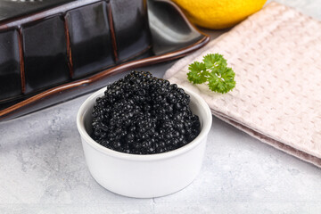 black sturgeon caviar in the bowl