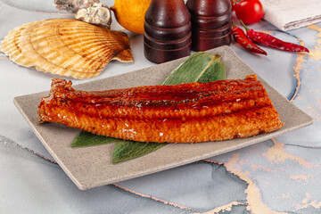 Smoked unagi eel in sause