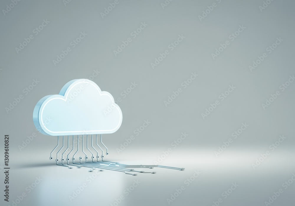 Aufkleber cloud computing concept with a stylized cloud and circuit connections