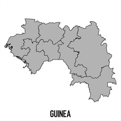 Obraz premium Guinea map in grey style isolated on white background. Vector illustration