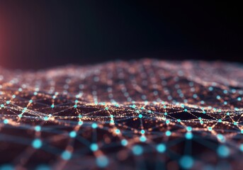 Abstract digital network with glowing nodes and connections