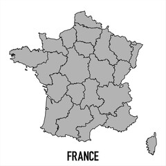 Obraz premium France map in grey style isolated on white background. Vector illustration