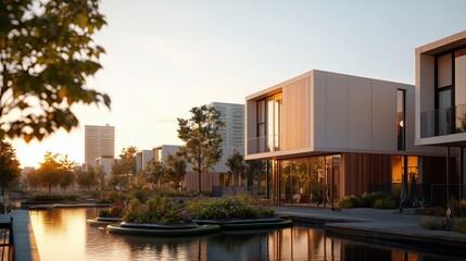 Beautiful Urban Oasis with Sustainable Buildings and Gardens