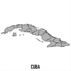 Cuba map in grey style isolated on white background. Vector illustration.