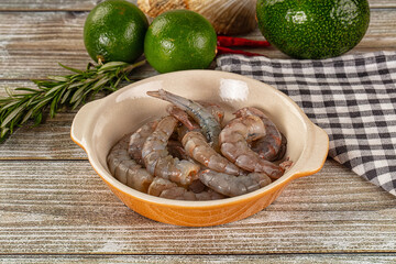Raw peeled shrimp for cooking