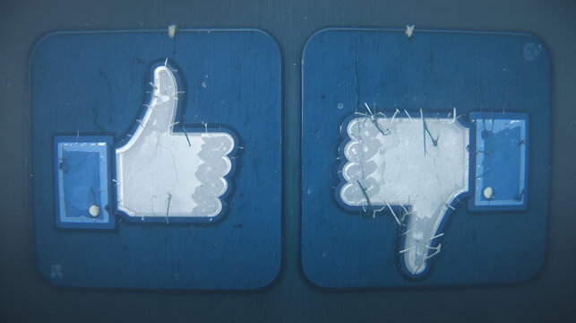 Vector thumb up and thumb down icon that shows the feeling of likes or dislikes on facebook