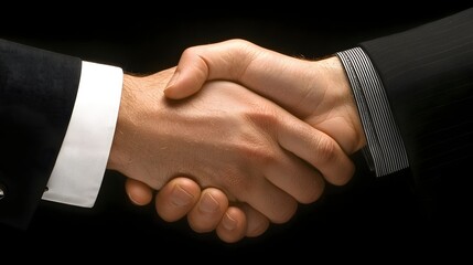 Close up view of a handshake between a business leader and an employee representing their shared commitment trust and sense of responsibility in a corporate or professional setting